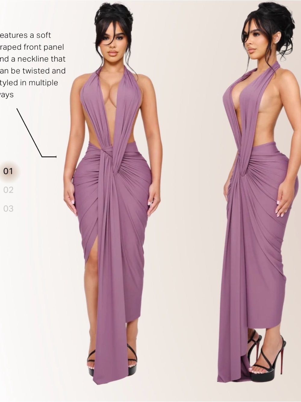One-Shoulder Twist Draped Evening Dress in Dusty Mauve